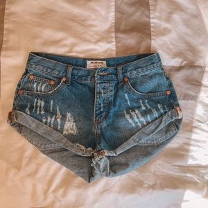 oneteaspoon blue denim shorts size 26